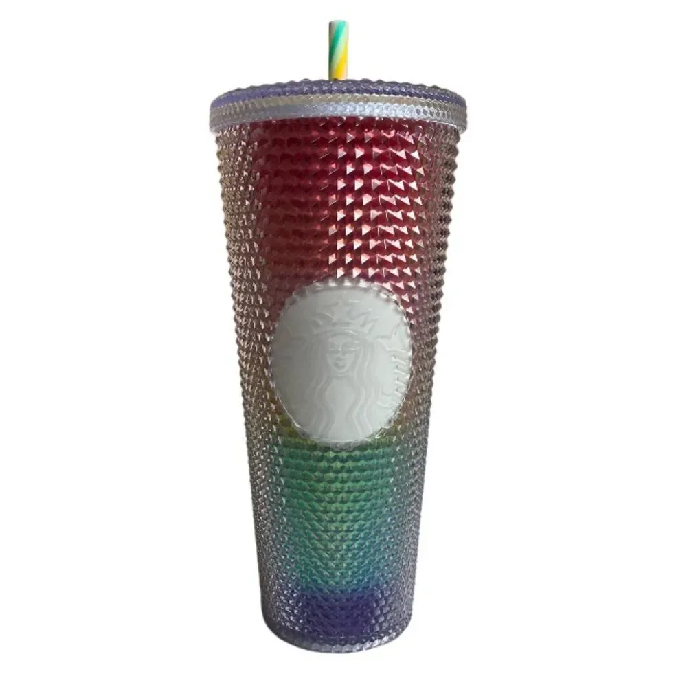 Starbucks Rainbow Studded Tumbler Venti Pride 24oz Summer 2020 with Straw